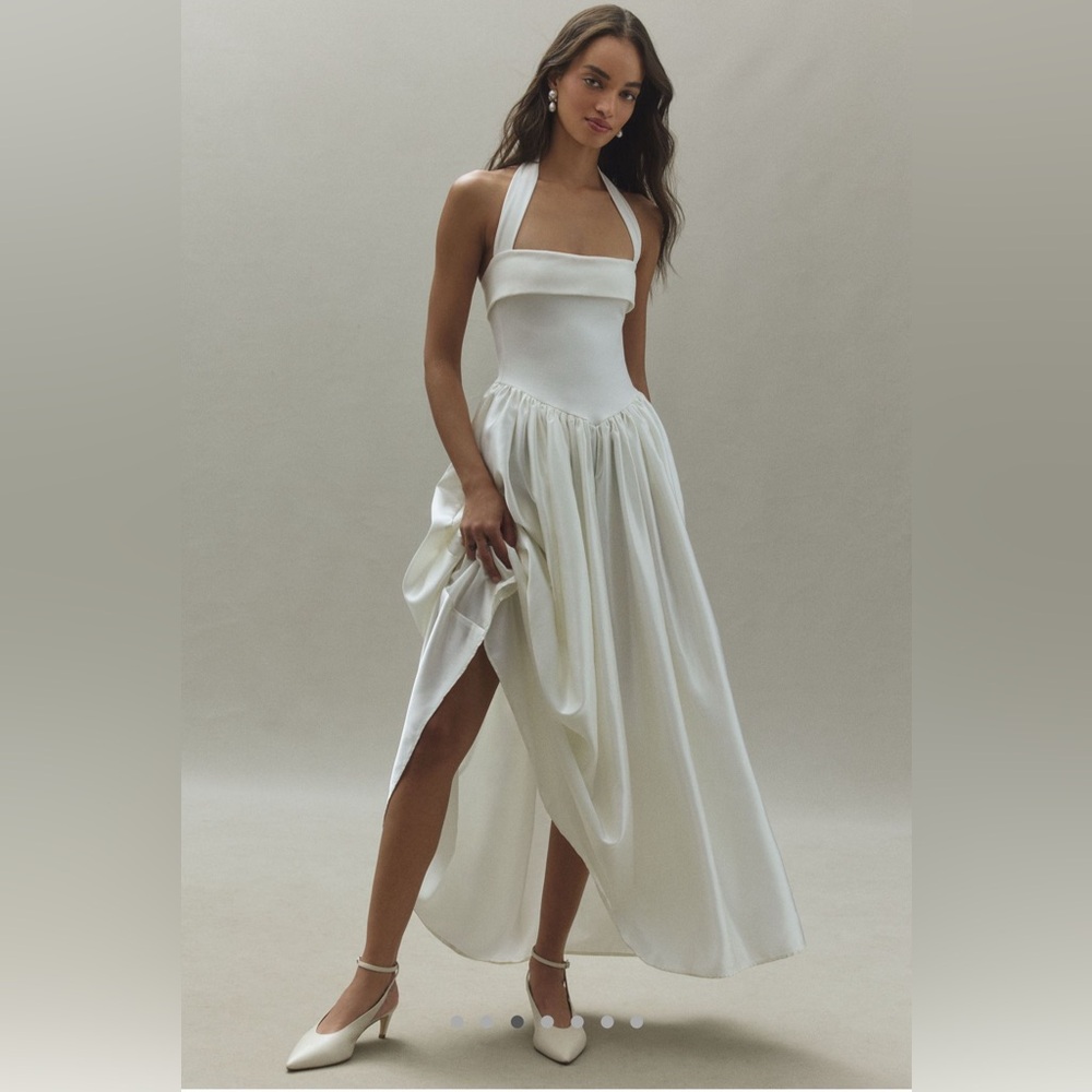 Delfi White Halter Maxi Dress